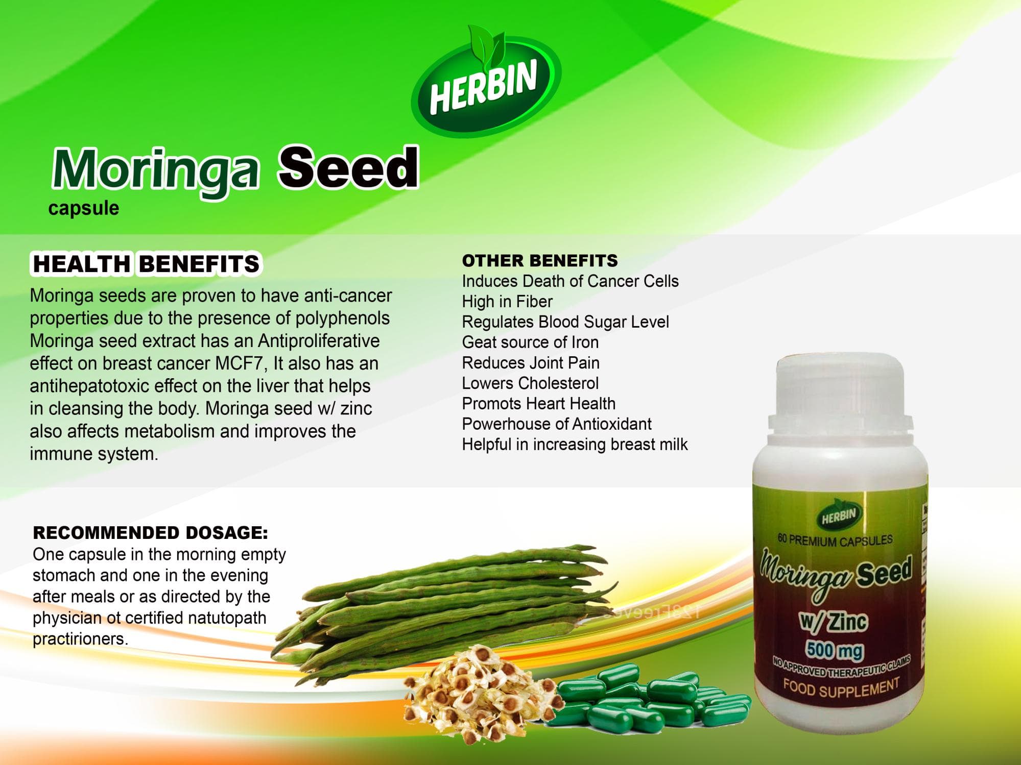 Moringa Seed product label